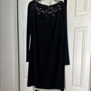 Vince Camuto Black Dress with Jewel Neckline
